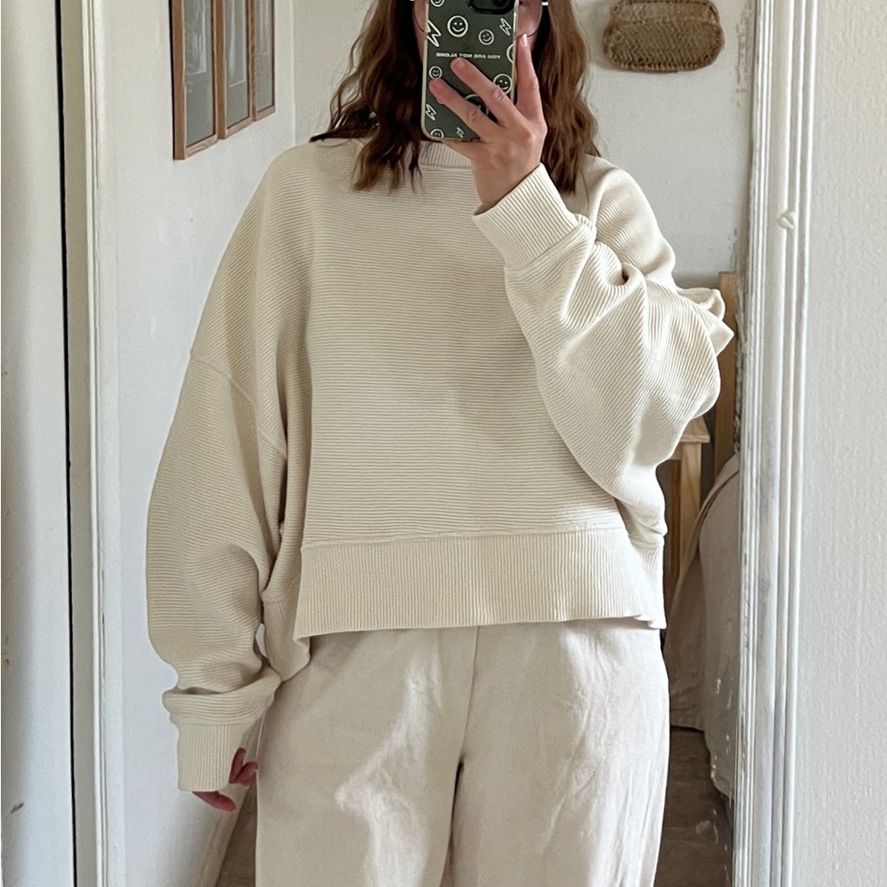 Na Nin Margot Rippled Cotton Sweatshirt in Ivory
